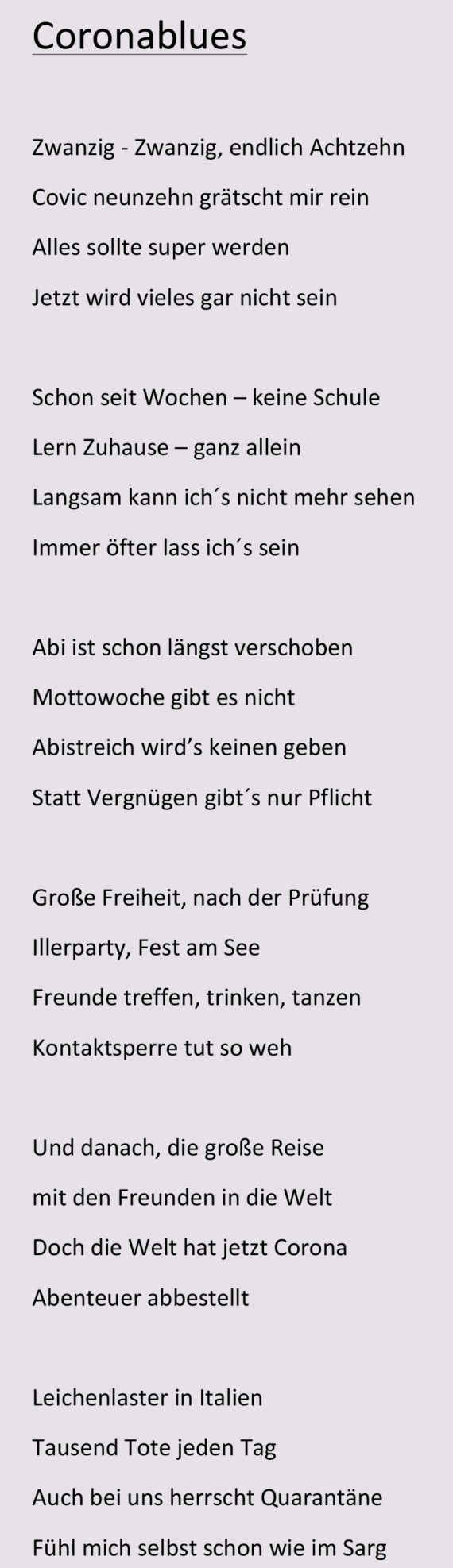 Maschinengeschriebener Text auf Papier