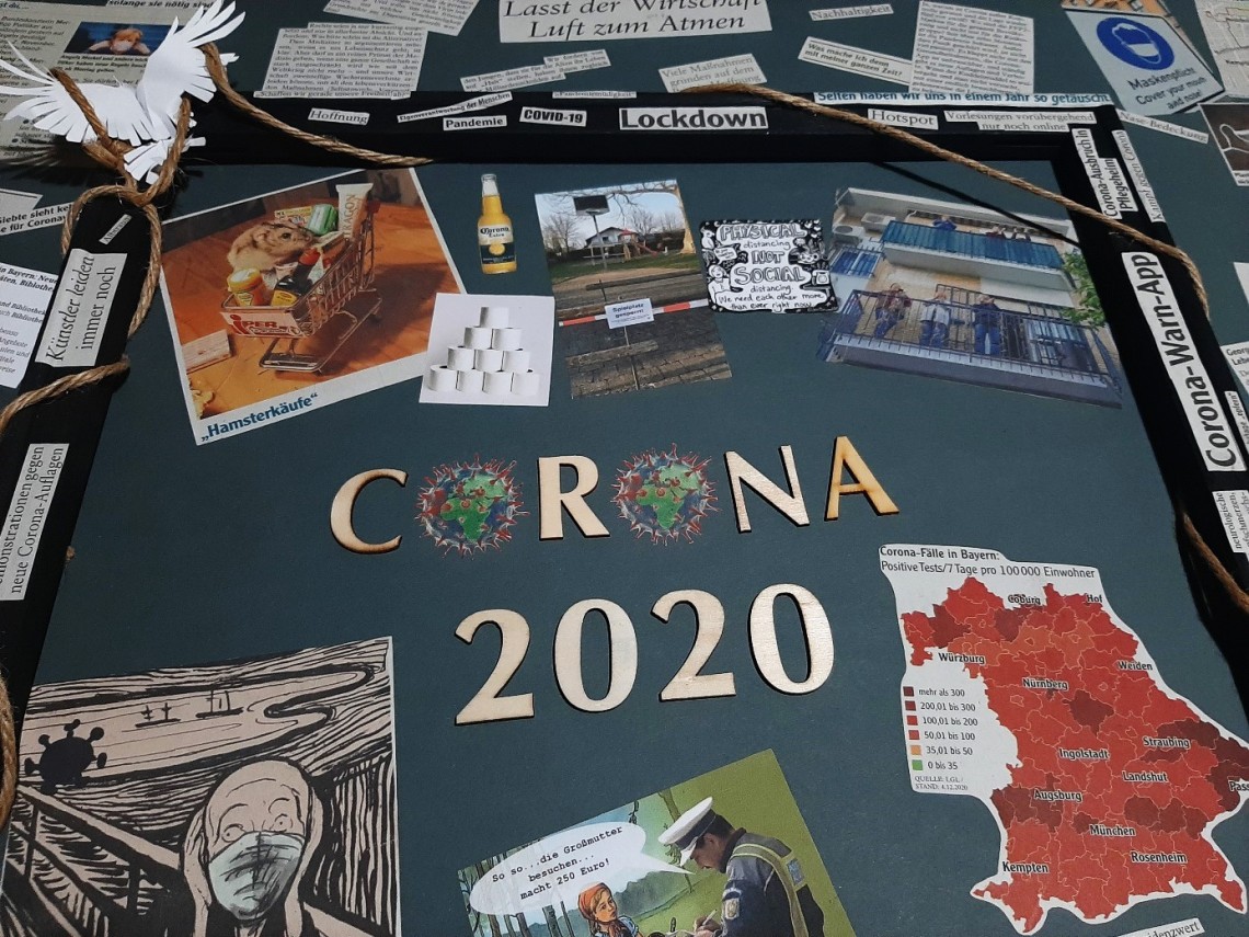 Corona-Collage aus Zeitungsausschnitten