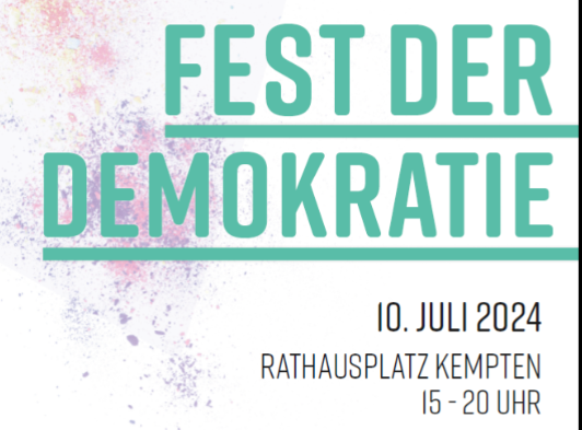 Plakat mit der Schrift Fest der Demokartie