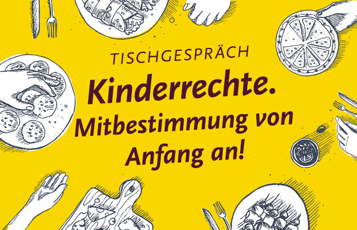 Titel "Kinderrechte" auf gelbem Hintergrund geschrieben